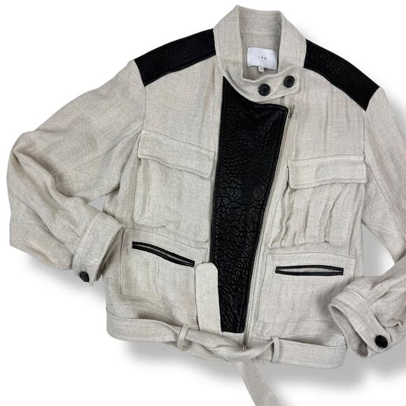 IRO linen and lamb leather industrial jacket - Picture 5 of 16